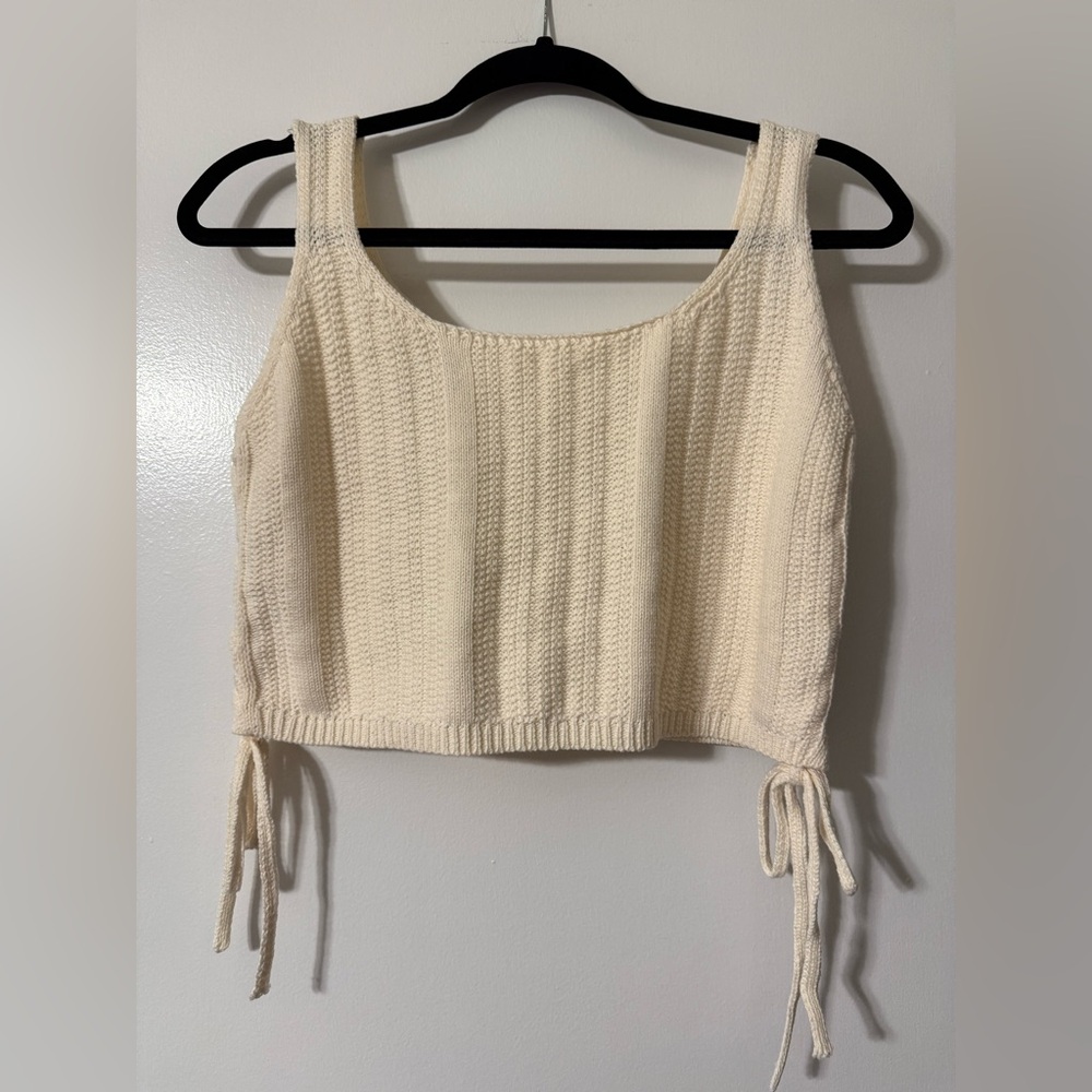 Altar'd State Cream Ribbed Crop Tank Top